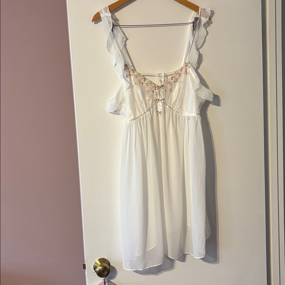 Vintage Y2K Princess Slip Dress White Renaissance Girly 90 L New Fairy Romantic - Picture 5 of 16